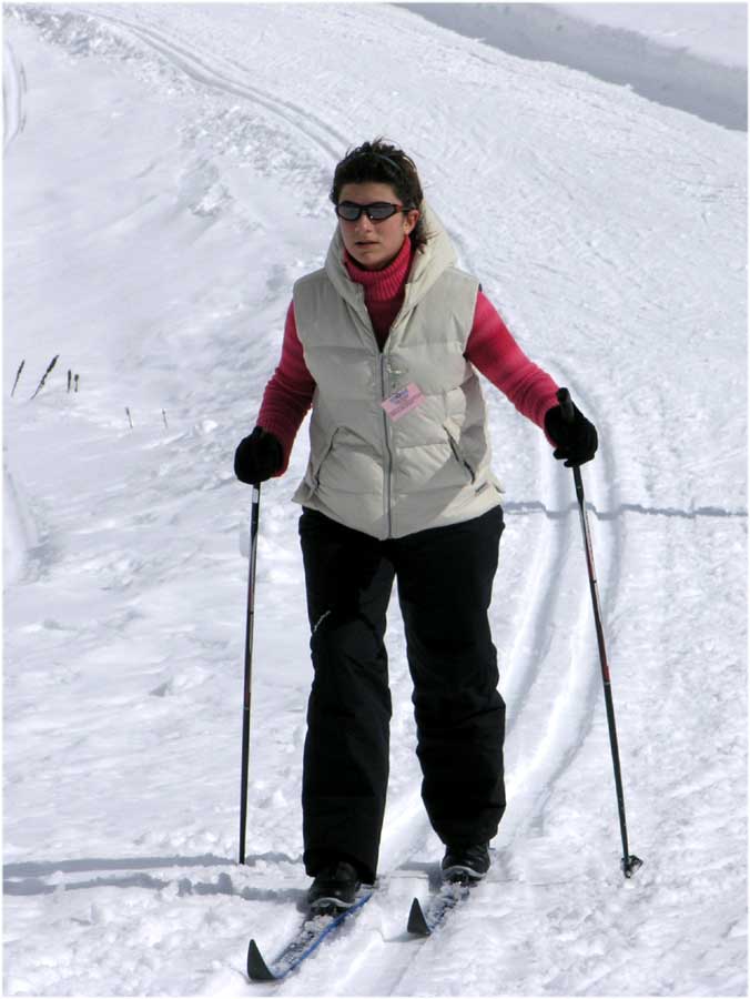 Alla sua 2a esperienza sugli sci da fondo Mariangela mi segue senza indugi per tutti i 7km della pista